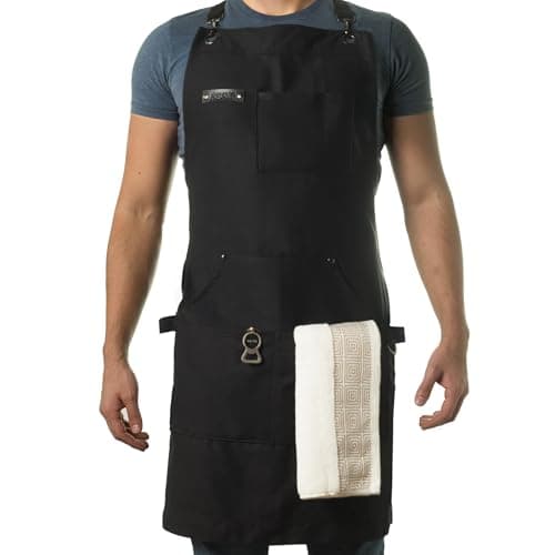 Asaya Canvas BBQ Apron with Bottle Opener