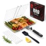 SHIZZO Grill Basket Gift Set with Skewers & Basting Brush