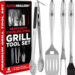 Alpha Grillers 4-Piece Stainless Grill Tool Set