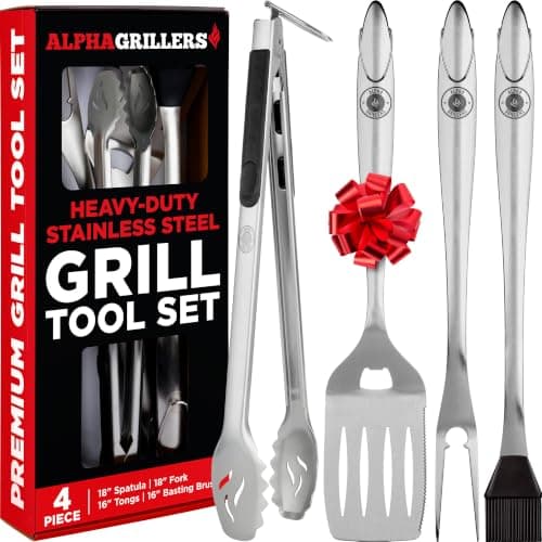 Alpha Grillers 4-Piece Stainless Grill Tool Set